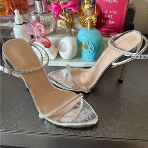 Fashion Nova Silver Strappy Heels
